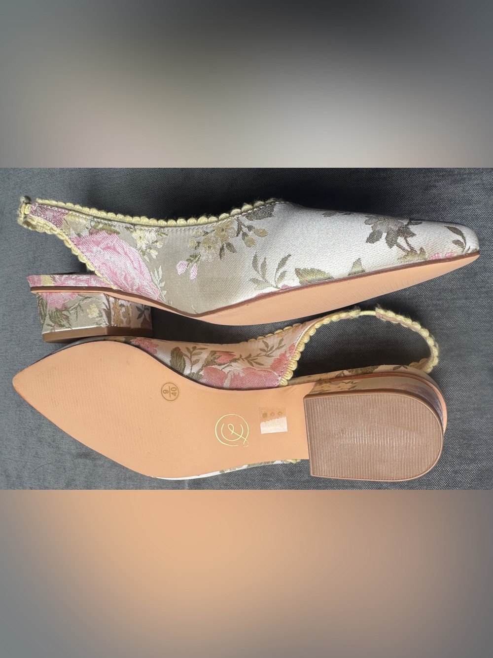 NWOT Chinese Laundry Floral Brocade Slingback Pointed Toe Heels Size 9 / 40